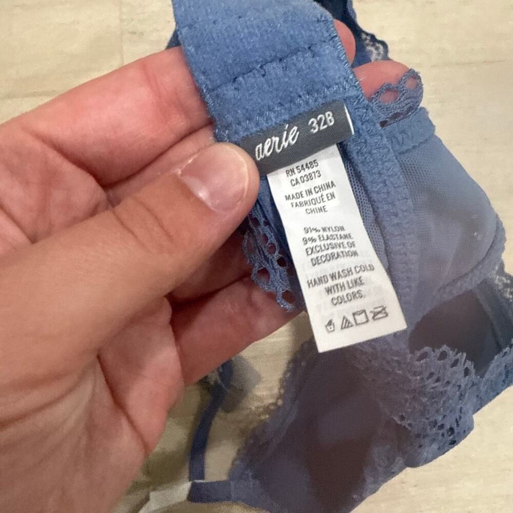 NWT Aerie Blue Lace Racerback Bralette Deep V Plunge Size 32B - Picture 5 of 6